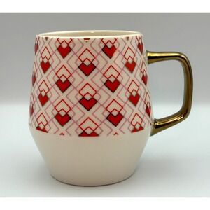 Edible Arrangements Red & Pink Geometric Hearts Mug with Gold/Brass Accents
